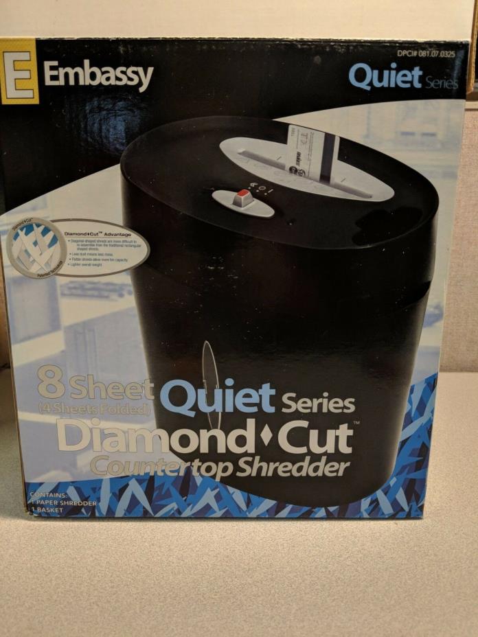 EMBASSY (Quiet Series)  8-Sheet Capacity Paper Shredder Model TQE41Bc NIB