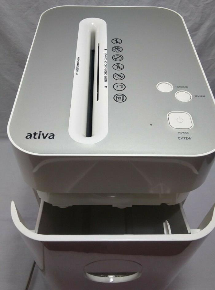 Ativa CX12W Cross-Cut Shredder * 12-Sheet Paper Shredder * 4-Gallon * Heavy Duty