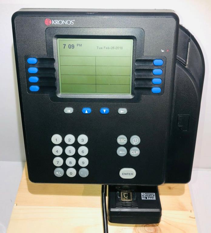 Kronos 4500 8602004-002 Digital Time Clock W/ Adapter and Hardware Fingerprint