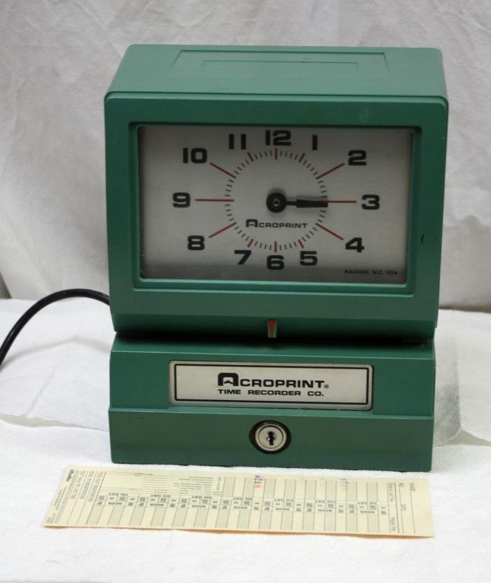 Acroprint 150NR4 Heavy Duty Manual Time Clock Recorder for parts or repair