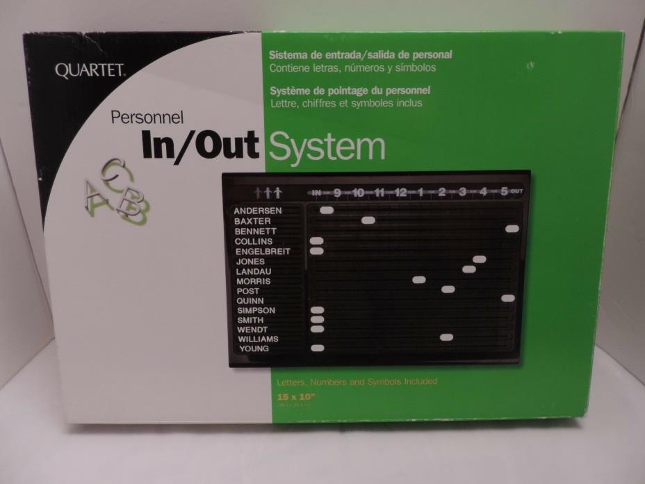 Quartet 15 names Personnel In/Out System   15 inches X 10 inches