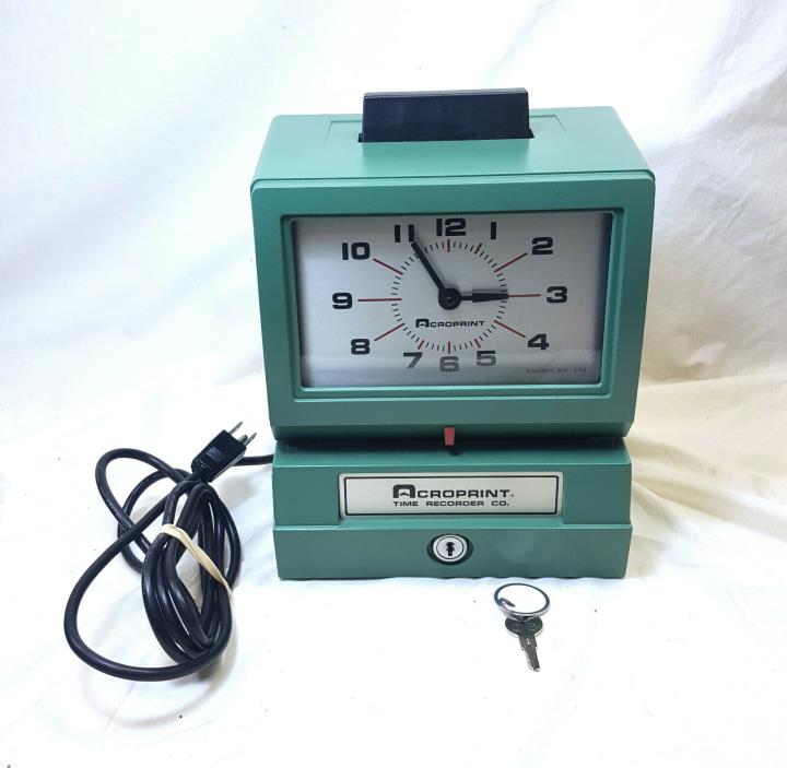 Acroprint Time Recorder Time Clock Model 125rr4 Hardly used with key