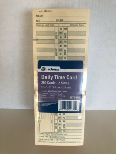 250 Daily Time Cards Cards Bi Weekly Two Sided 3 4/10 X 9”Amano, Acroprint Etc.