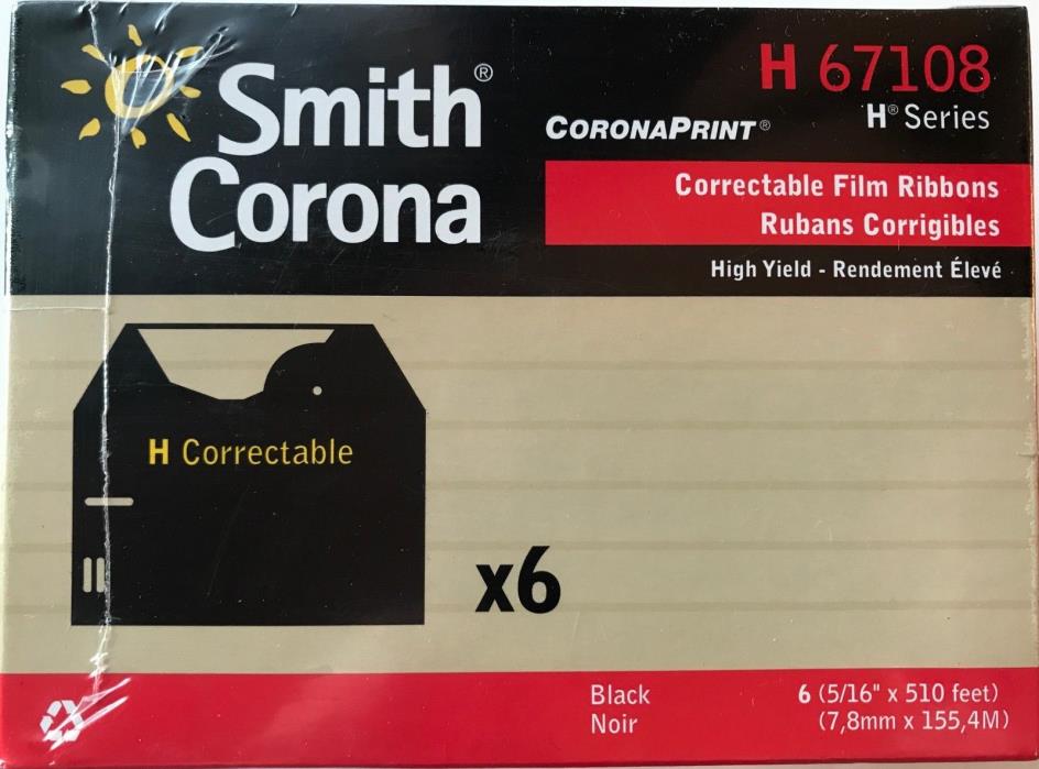 SEALED 6 Pack SMITH CORONA H Series Correctible Film Ribbons H67108