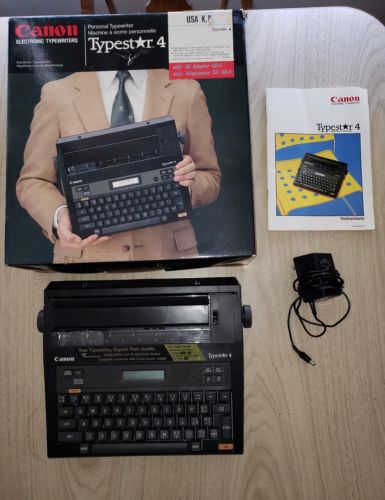 Canon Typestar 4 Portable Electric Typewriter w Box & Manual Tested Works great!