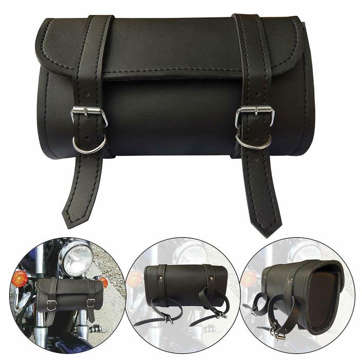 Motorcycle Leather Handlebar Bag Fork Tool Pouch For Harley Davidson Biker Tail