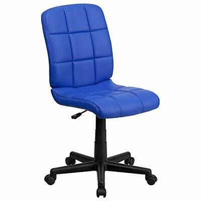 SALE Flash Furniture Mid-Back Blue Quilted Vinyl Swivel Task Chair Kitchen 