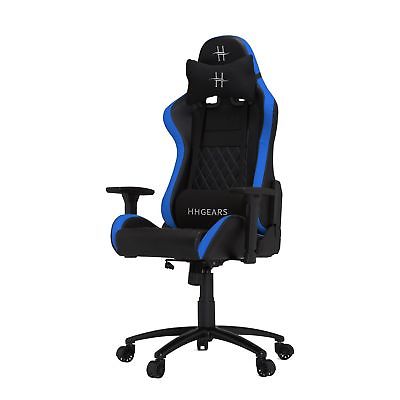 HHGears XL 500 Series PC Gaming Racing Chair Black and Blue with Headrest/Lum...
