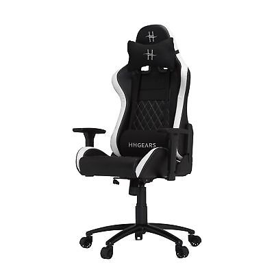 HHGears XL 500 Series PC Gaming Racing Chair Black and White with Headrest/Lu...