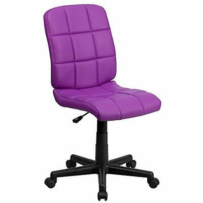 SALE Mid-Back Purple Quilted Vinyl Swivel Task Chair Kitchen 
