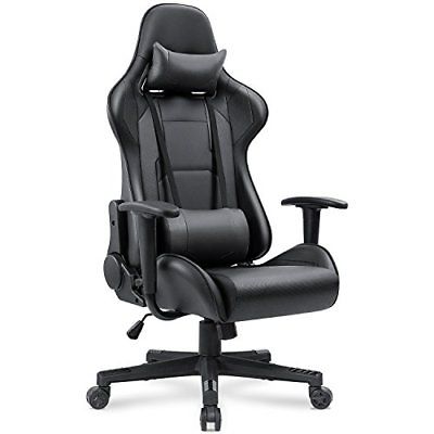 Gaming Chair Carbon Fiber Pu Leather Bucket Seat Racing Headrest Lumbar Support