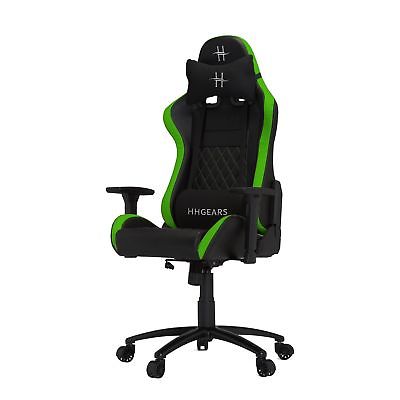HHGears XL 500 Series PC Gaming Racing Chair Black and Green with Headrest/Lu...