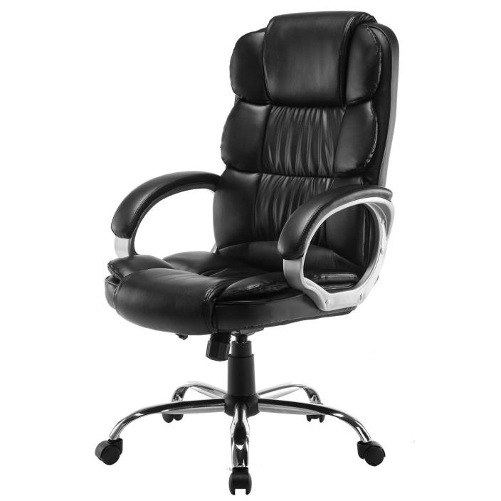 PU Leather High Back Office Chair Executive Task Ergonomic Computer Desk-