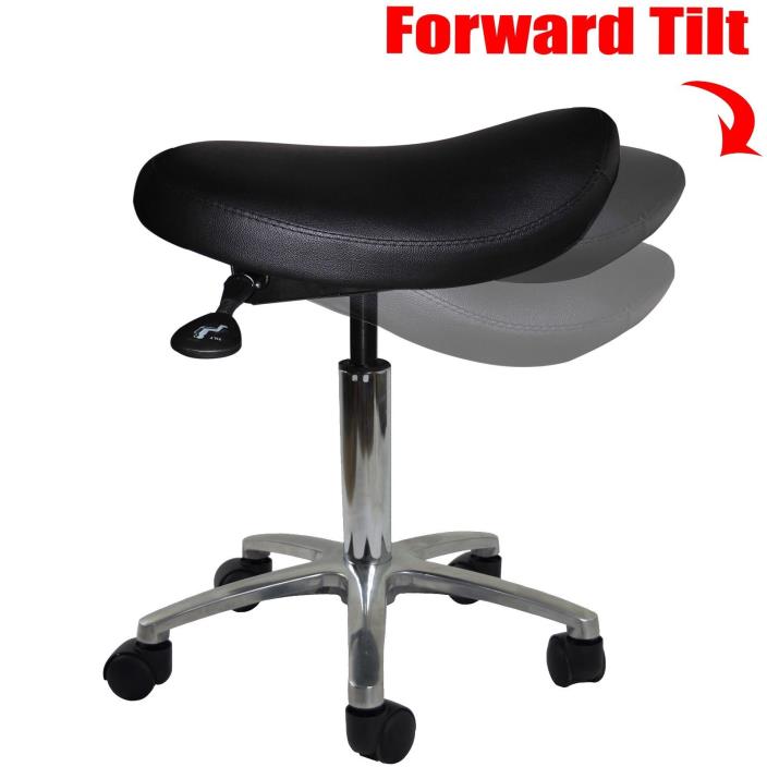 Ergonomic Adjustable Rolling Saddle Stool Chair with tilting seat for office