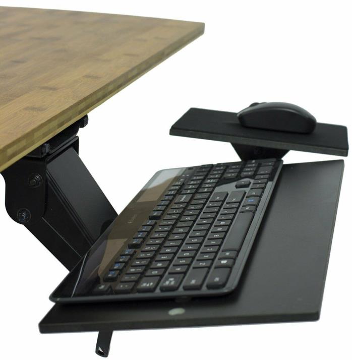 KT1 Adjustable Ergonomic Under-Desk Home Computer Keyboard Tray w/ Negative Tilt