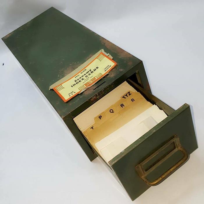 ASCO Vintage Steel Library Card Catalog Drawer Metal Recipe Box Industrial Decor
