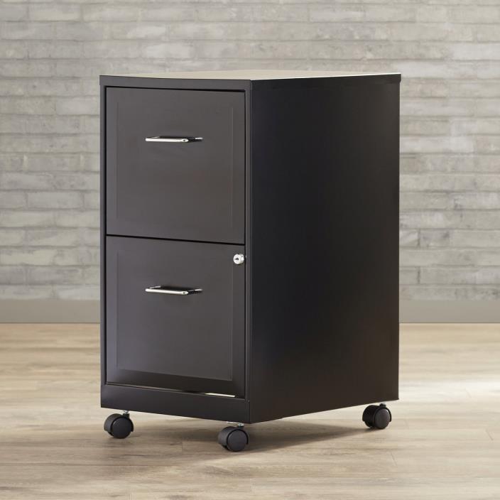 2 Drawer Mobile Filing Cabinet Home Office Storage Furniture Locking Casters