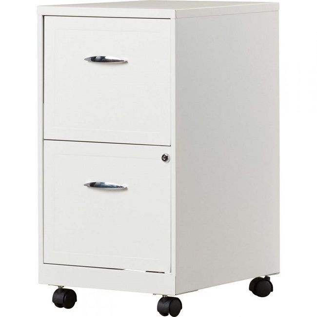 Portable File Cabinet Filing Organizer Small Locking Metal White 2 Drawer Legal