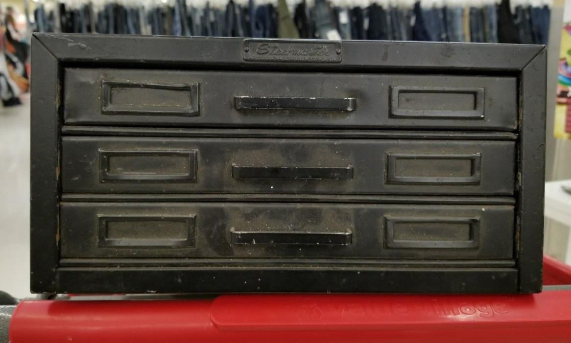 Steelmaster 3drawer index card file cabinet industrial vintage metal