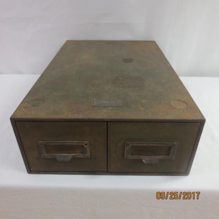 Metal Library card  2 drawer File Cabinet - Allsteel  General Fireproofing VTG
