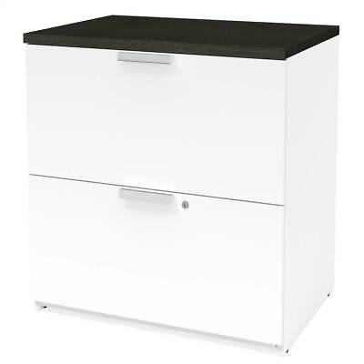 Lateral File Cabinet in White and Deep Gray [ID 3757845]