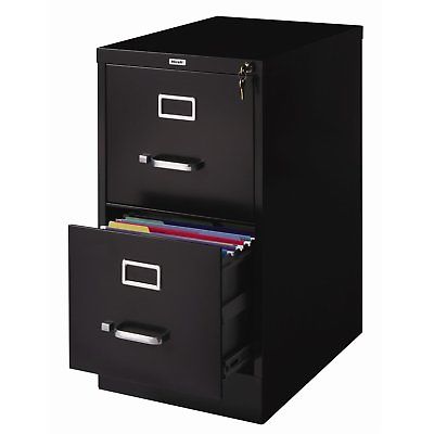 2-Drawer Vertical Filing File Cabinet with Lock in Black Metal
