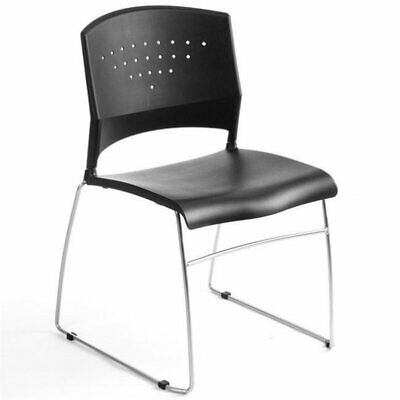 Pemberly Row Stacking Chair in Black and Chrome (Set of 4)