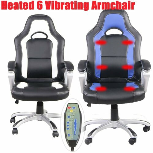 Race Car Office Chair Massage Chair Vibrating Leather Ergonomic Computer
