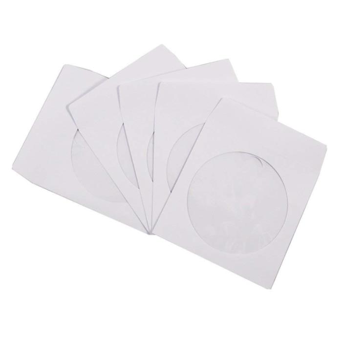 100 Pack Maxtek Premium Thick White Paper CD DVD Sleeves Envelope with Window Cu