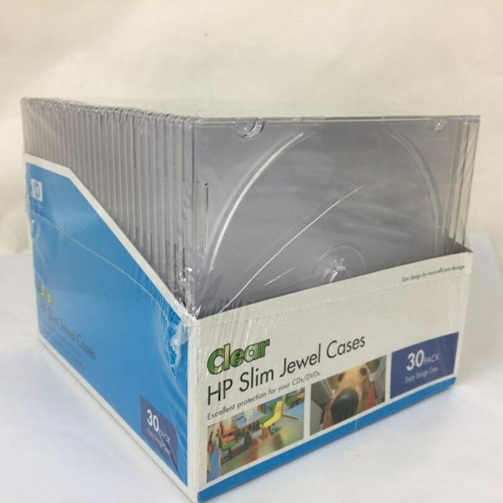 HP Clear Slim Jewel Cases Box of 30 for CD's & DVD's
