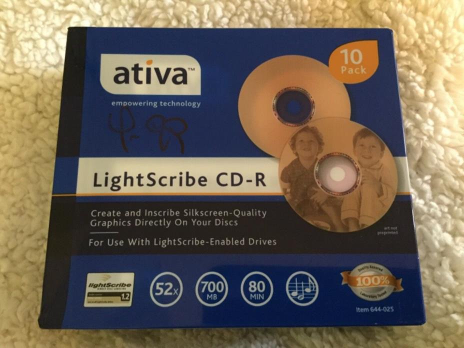 ATIVA 10 PK LIGHTSCRIBE CD-R BRAND NEW SEALED