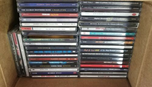Lot of 40 EMPTY Music CD Jewel Cases with Artist Inserts Artwork Preowned.