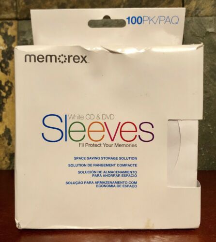 Memorex 01961 CD/DVD Paper Sleeves White, 100 Pack