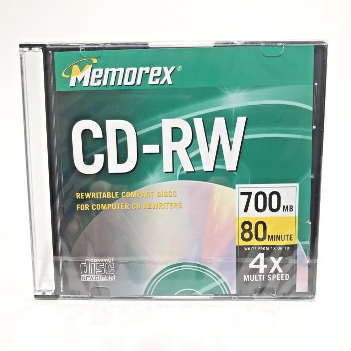 CD-RW Re Writable Memorex Compact Disk 1-4x 700mb 80 min With Case 2 New Sealed
