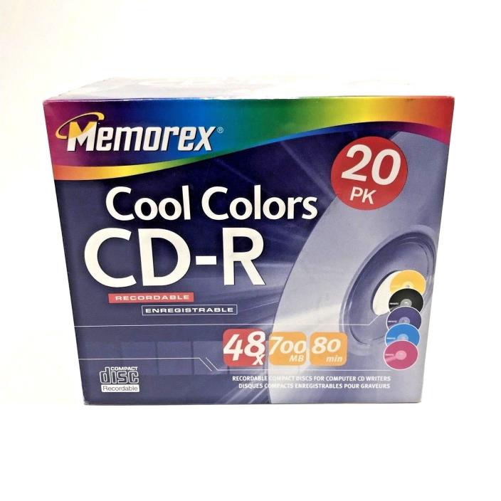 New CD-R Record-able Compact Disk Memorex 20 Pack With Cases 48 x 700 mb 80 min