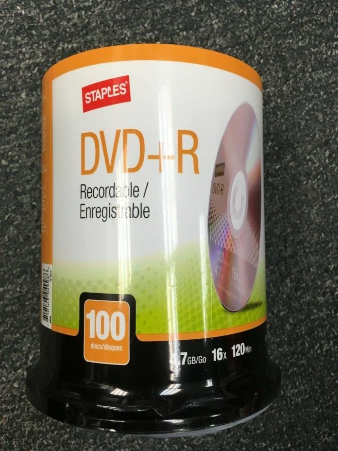 New, Sealed, Staples DVD+R Recordable 16x DVDs