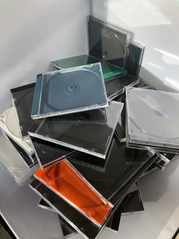 Lot of 42 Standard CD Jewel Cases with Trays and 1 Double Case- Preowned