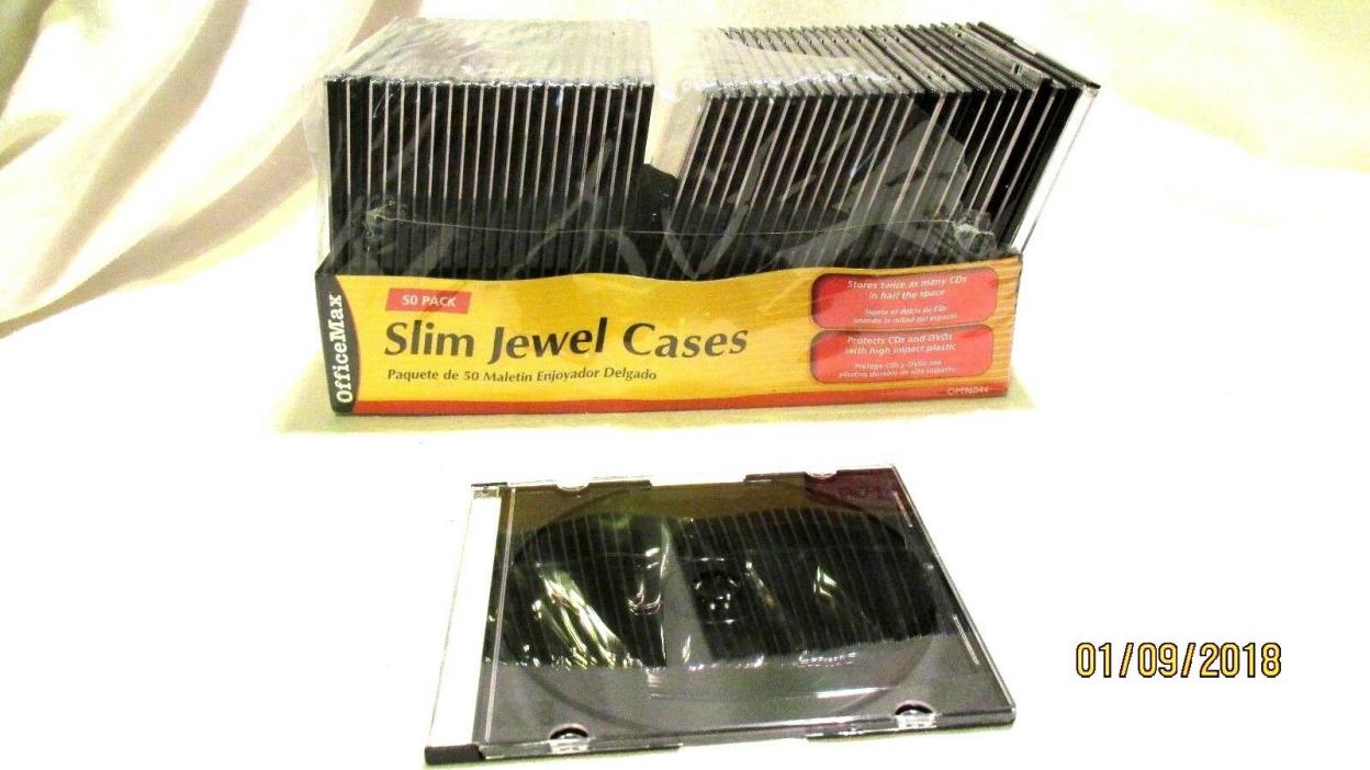 Office Max Slim Jewel Cases 45 Open Box Black and Clear