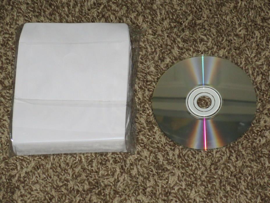 Brand New! 500 CD DVD 80GR White Paper Sleeve with Clear Window Flap Envelopes