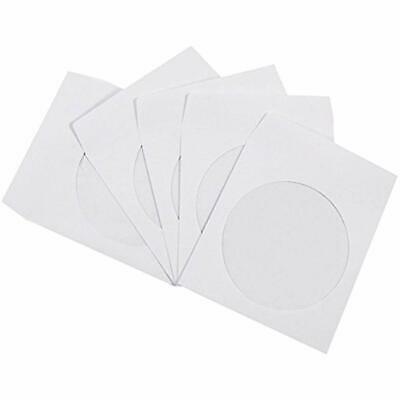 White Media Storage & Organization CD DVD Paper Sleeves With Clear Window (100 