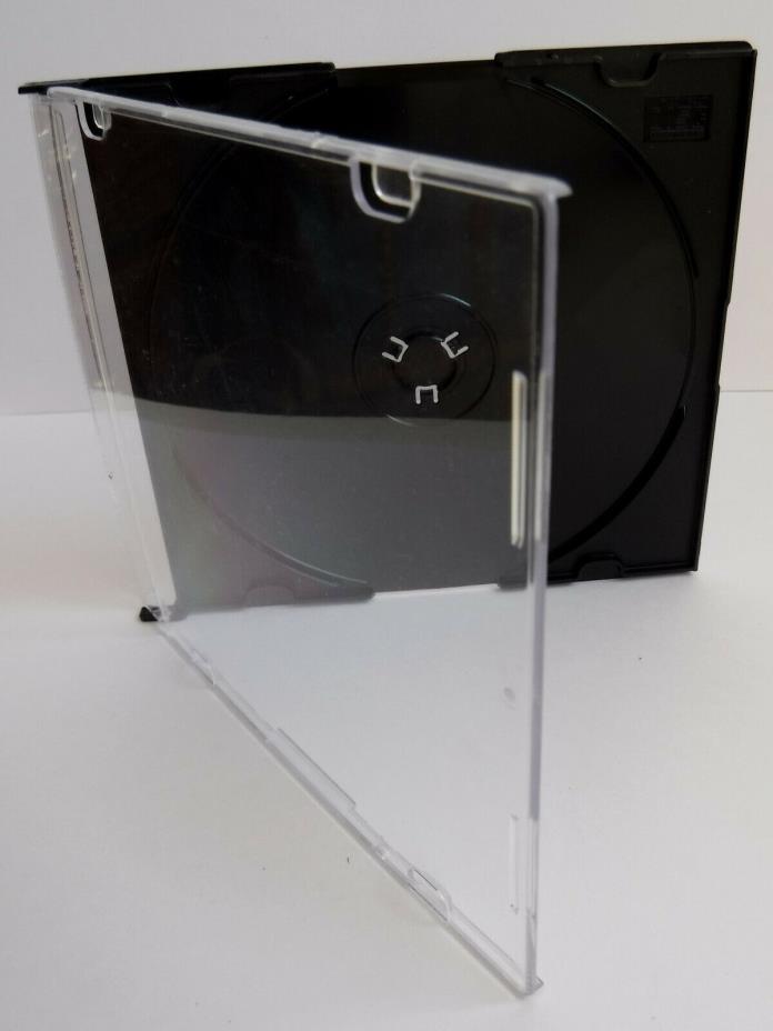 5.2 mm Slim-line Single CD Jewel Case, Clear Top/Black Base, Packs of 5