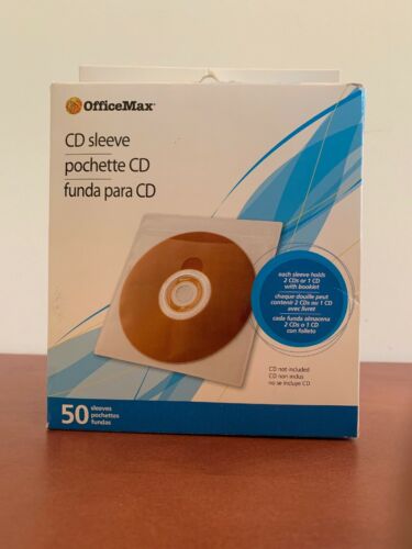NEW in BOX Pack of 50 CD Sleeves Office Max Holds 2 CDs each Free Shipping