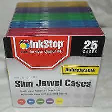 Inkstop Slim Multi-Color Jewel Cases. Box of 25 New and Sealed.