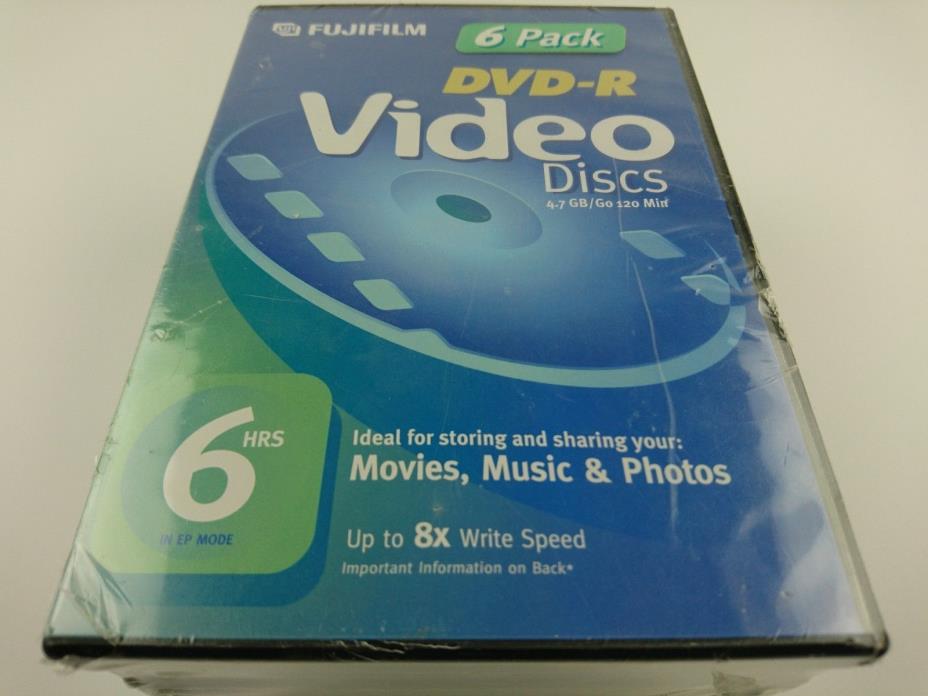 6 Pack Fujifilm DVD Recordable Media DVD-R 8x 4.70GB Video Box - Up to 8X Write