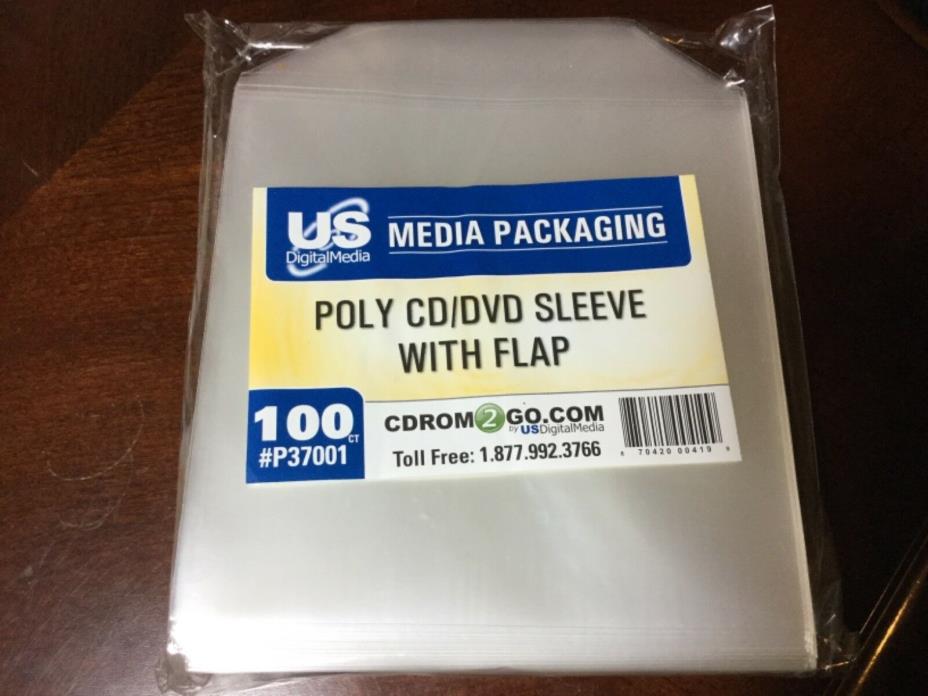 100 CD DVD US MEDIA PACKAGING POLY Plastic Sleeve with Flap