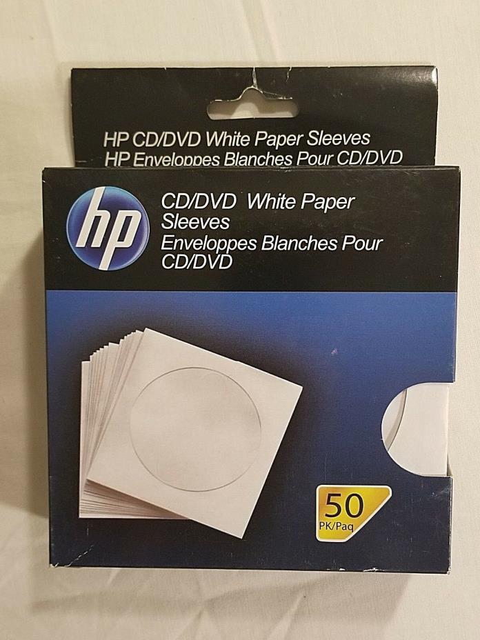 HP CD / DVD White Paper Sleeves Disc Storage Protectors 50 Count Box NEW