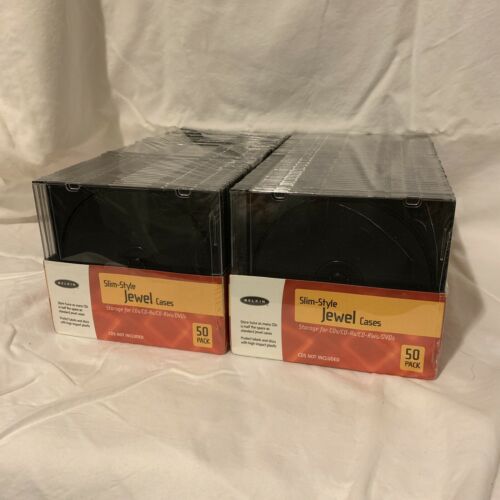 Belkin Slim Style Jewel Cases 100 (2x50) Pack DVD or CD's Storage New Shrinkwrap