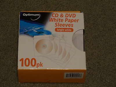 CD & DVD PAPER SLEEVES, OPTIMUM, 70 IN  PKG, BRIGHT WHITE