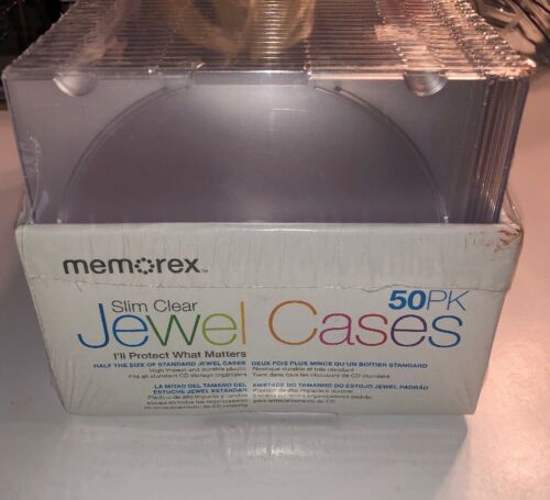 50 New Memorex Single Slim All Clear CD DVD Jewel Case Box