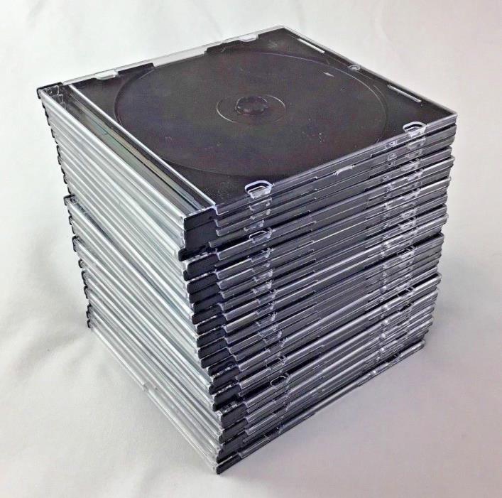 Slim Jewel Cases CD DVD Black and Clear Lot of 25